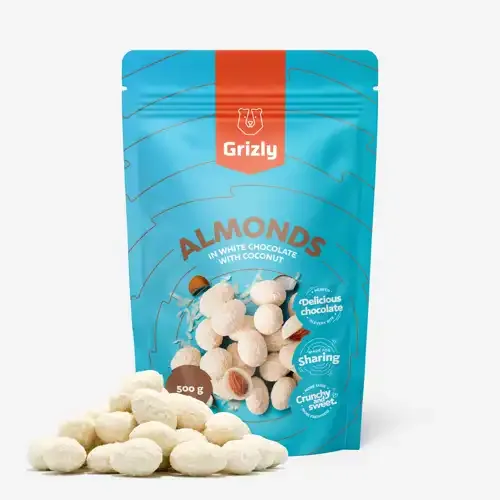 Mandle v bílé čokoládě s kokosem 500 g